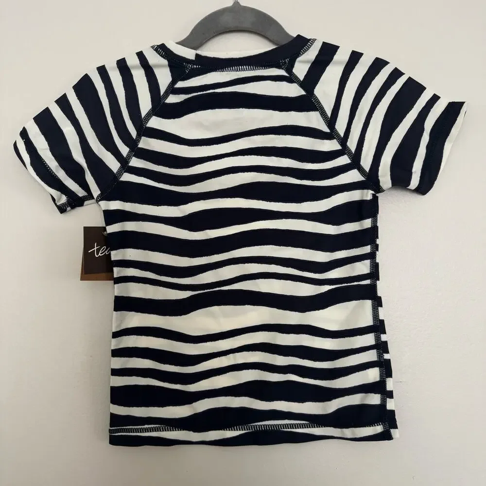 Tea Collection Zebra Print Rash Guard, UPF 40